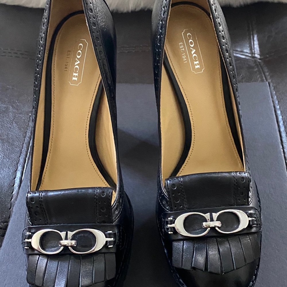 Coach Platform Buckle High Heeled Loafers
